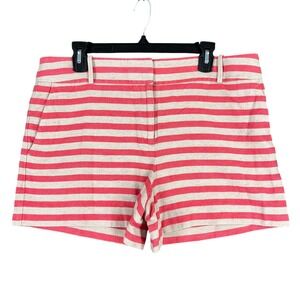 Loft Shorts Womens 12‎ Linen Striped High Waist Coastal Resort Beach Minimalist